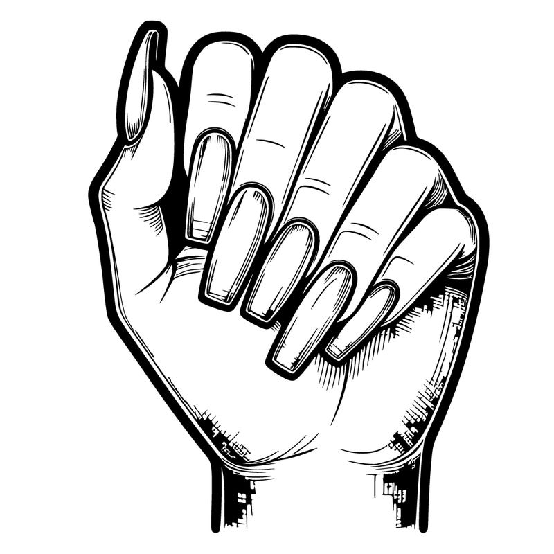 realistic hand with square nails