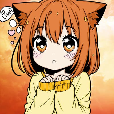 shy anime catgirl