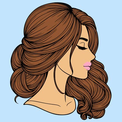 realistic woman's head & hair