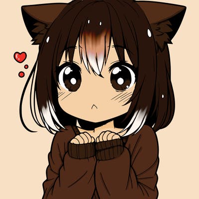 shy anime catgirl
