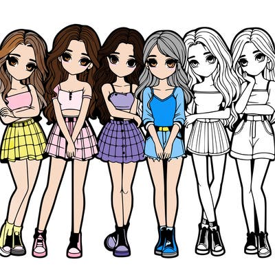 a group of girls realistic