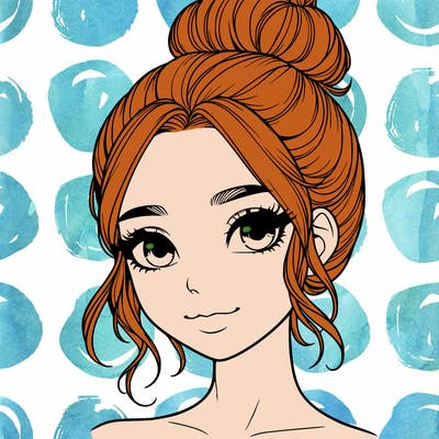 realistic pretty girl with hair in bun