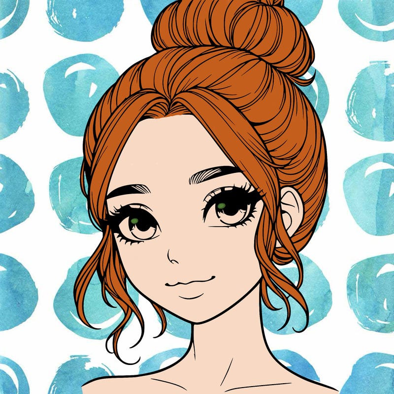 realistic pretty girl with hair in bun