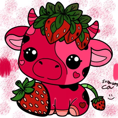 cute strawberry cow