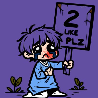 small poor toddler crying with sign that says 2 like plz