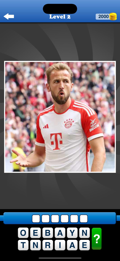 Whats the Team? Football Quiz - 사용자가 식별할 수 있도록 바이에른 뮌헨 유니폼을 입은 선수를 보여주는 팀이 무엇인지 축구 퀴즈의 모바일 게임 스크린샷