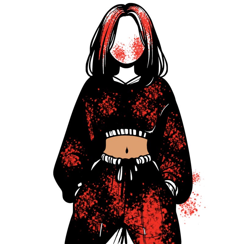 realistic girl faceless with baggy pants and a crop top