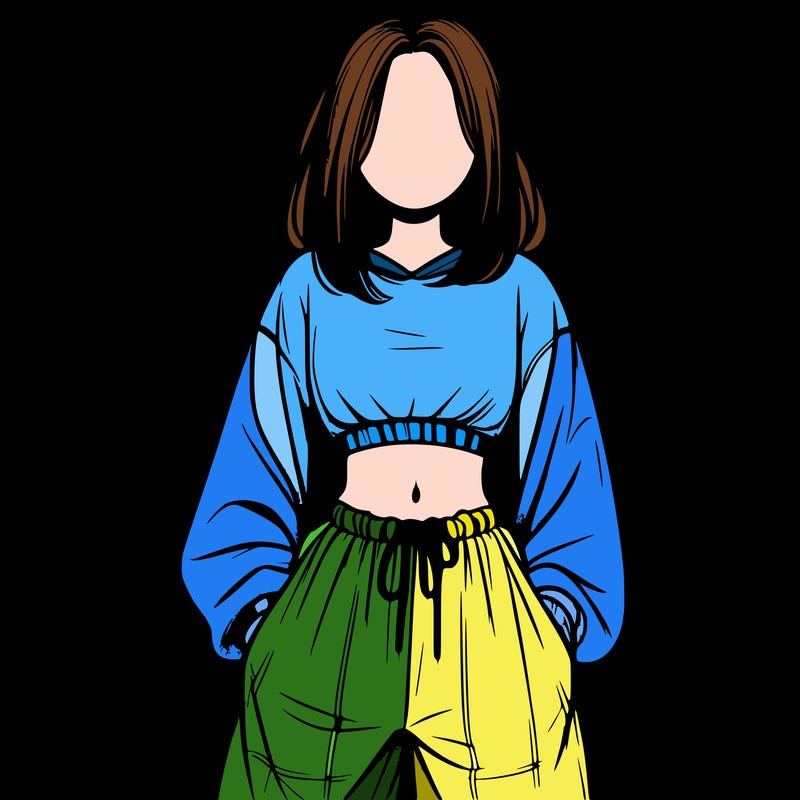 realistic girl faceless with baggy pants and a crop top