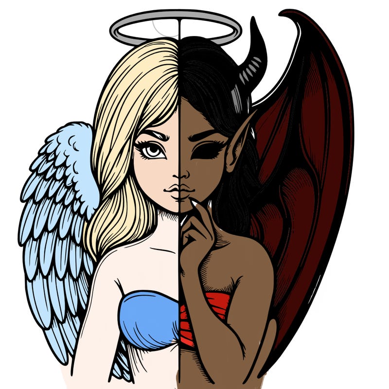 realistic angel half demon