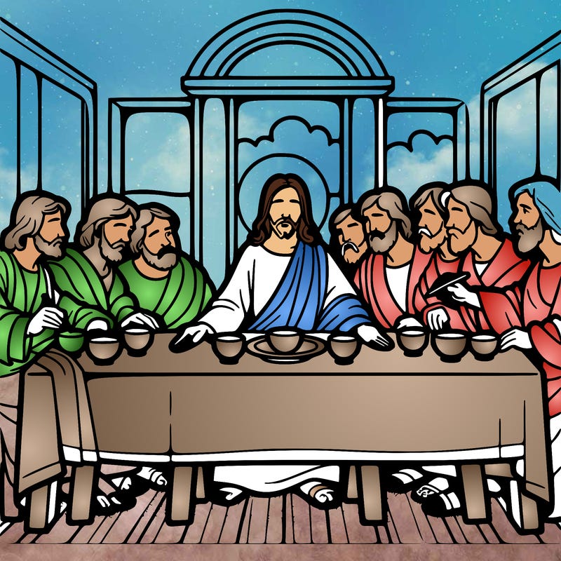 jesus shares the last supper with twelve apostles