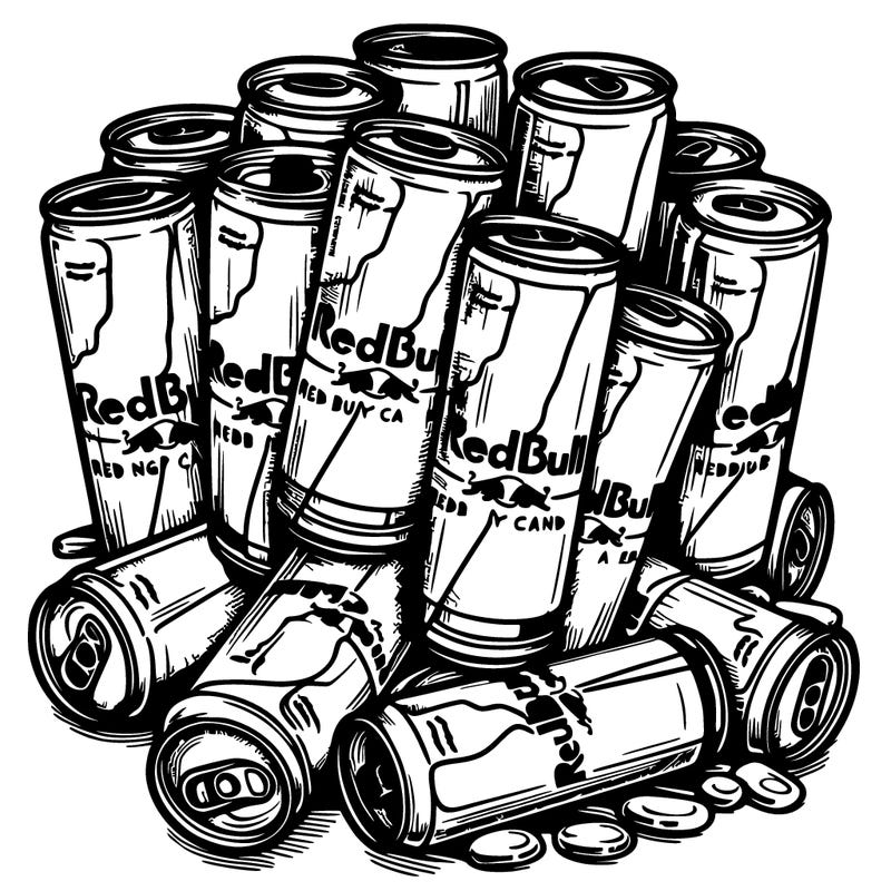 bunch of redbull cans