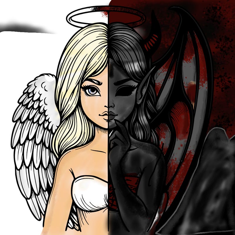 realistic angel half demon