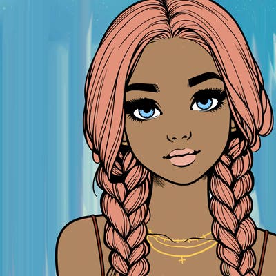 realistic girl with braids