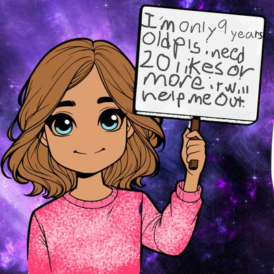 realistic girl holding up a sign