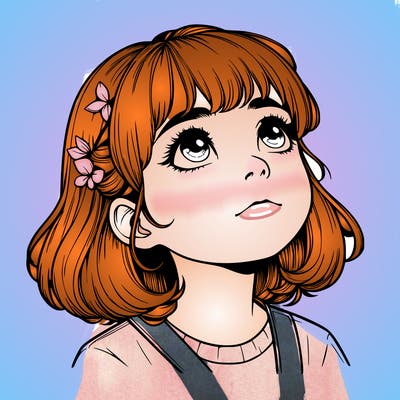 realistic girl looking up