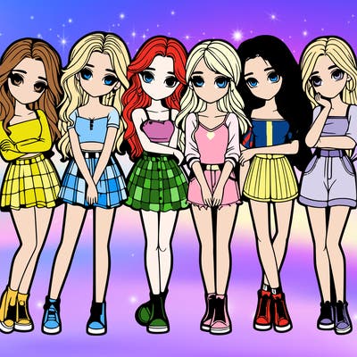a group of girls realistic