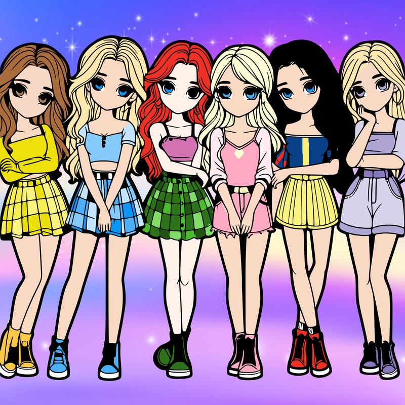 a group of girls realistic