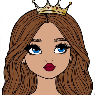 a realistic girl with a crown on