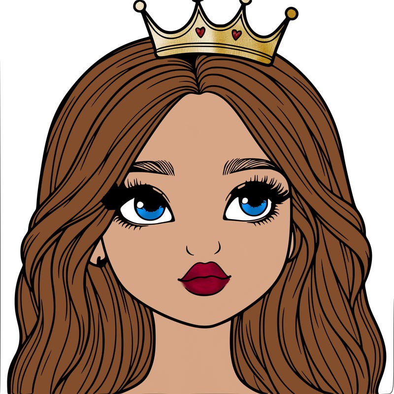 a realistic girl with a crown on