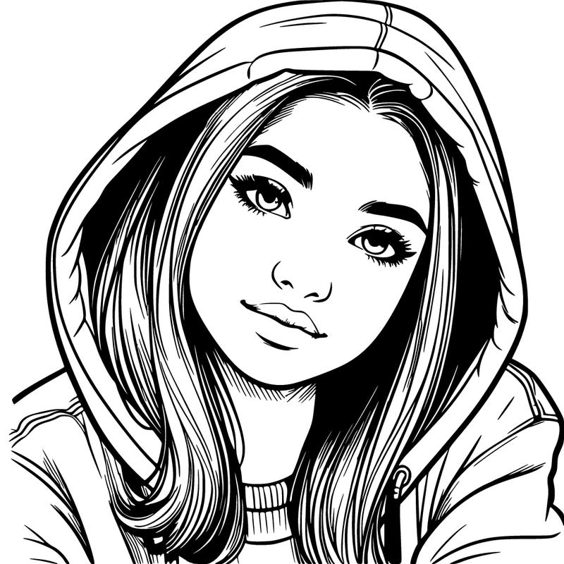 realistic teen girl in hoodie
