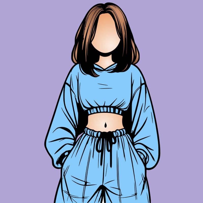 realistic girl faceless with baggy pants and a crop top