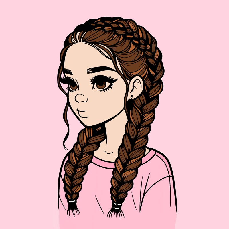 realistic girl with braids