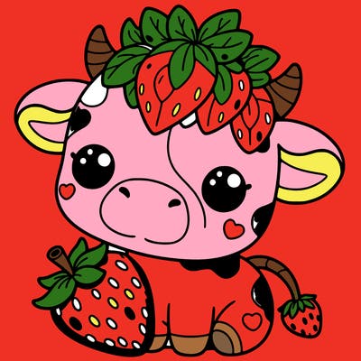 cute strawberry cow