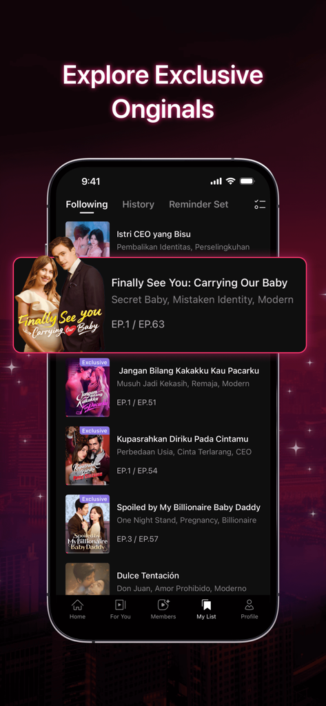 ロマンスをテーマにした独占ショートドラマシリーズのライブラリを表示するDramaBoxアプリの携帯電話画面。