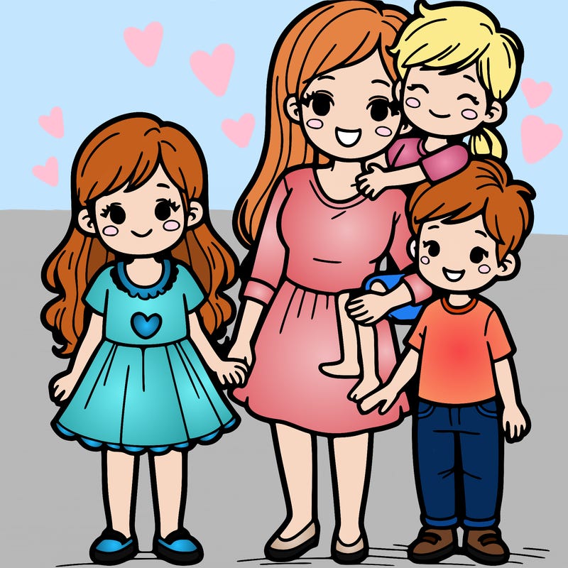 mom and 2 daughters and 1 son