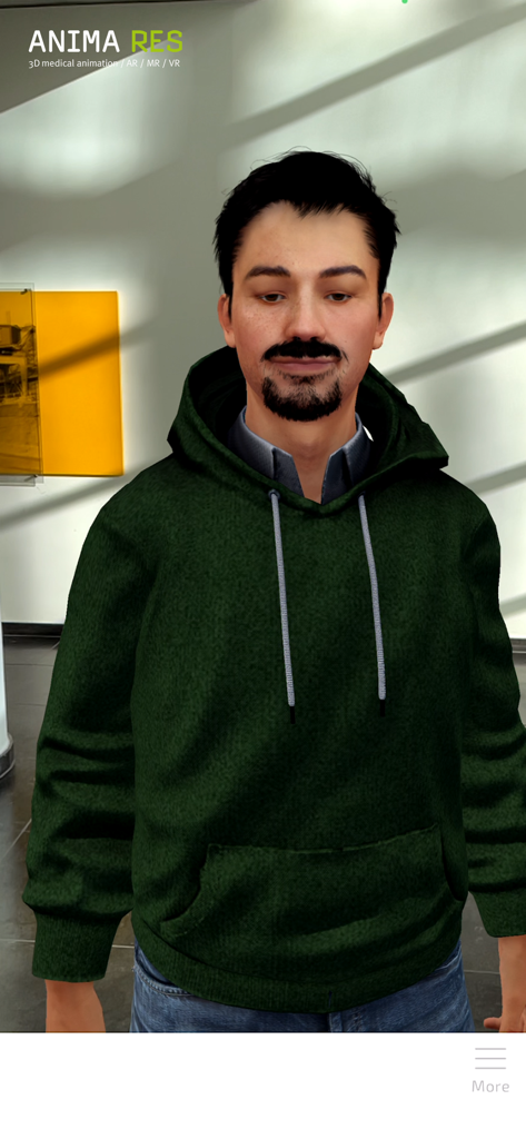 EpiBrain医療アプリ内の3Dリアルな人間のアバター