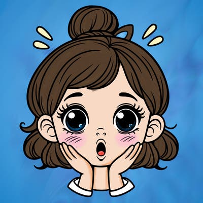 1 pretty child's face with an emotion of surprise
