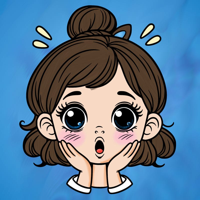1 pretty child's face with an emotion of surprise