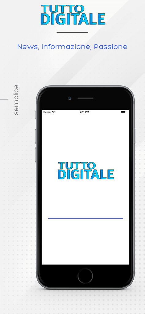 Tutto Digitale AltaDefinizione - Schermata di avvio dell'app Tutto Digitale su uno smartphone