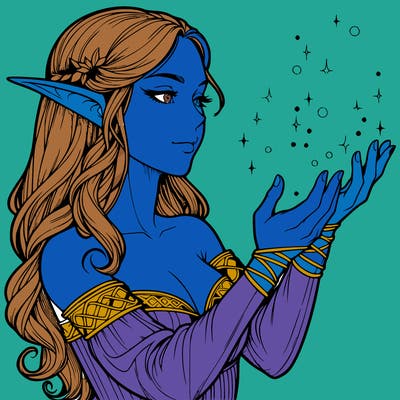 realistic elf girl doing magic