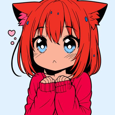 shy anime catgirl