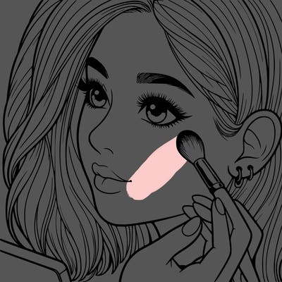 a realistic girl doing her makeup