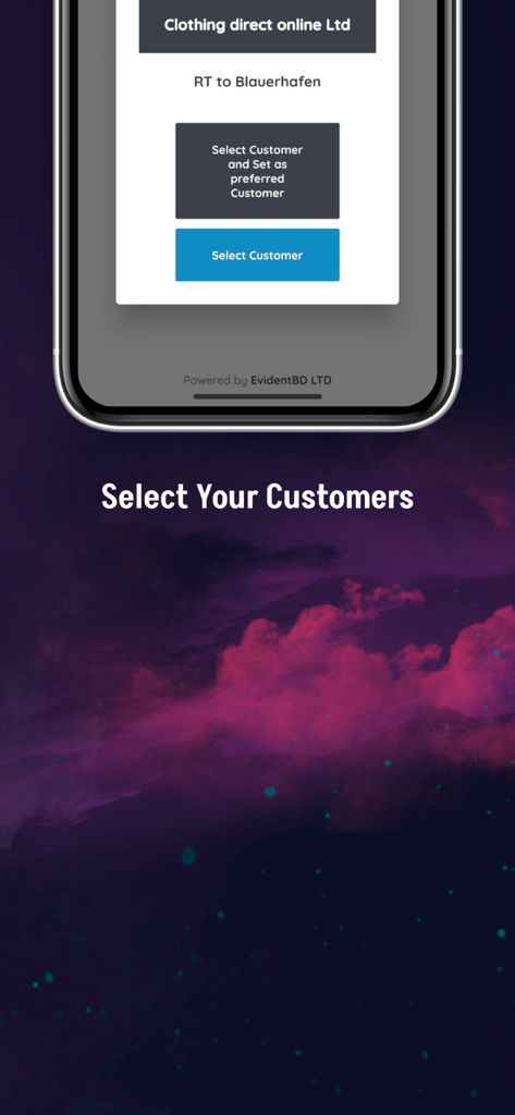 Inventory Keeper Application - Interface of the Inventory Keeper app showing options to select and set preferred customers for business inventory management