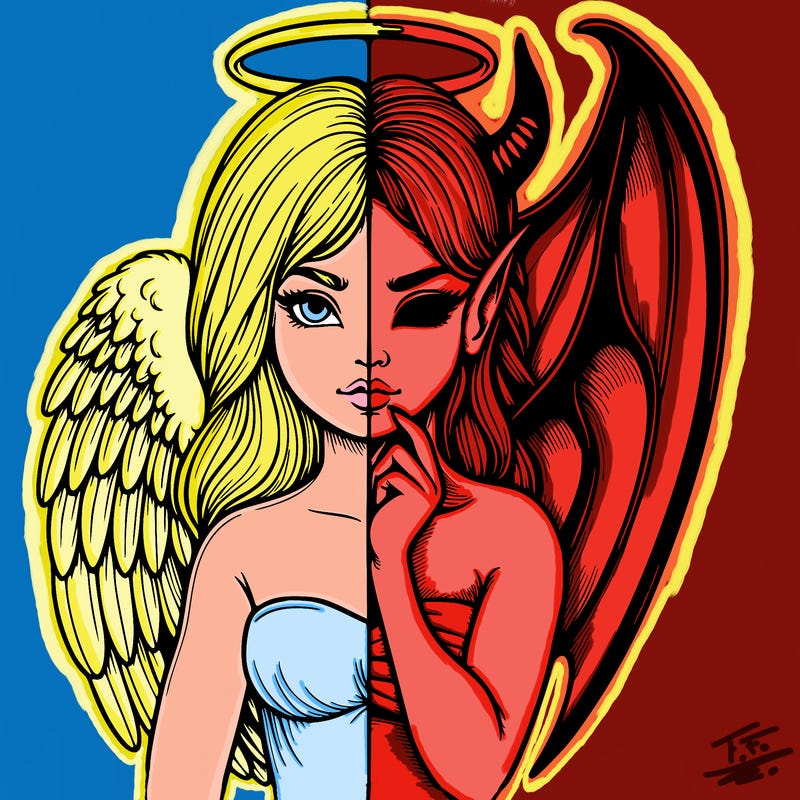 realistic angel half demon