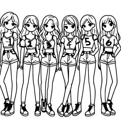 a group of girls wearing crop tops and shorts