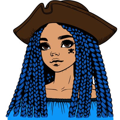 realistic girl with box braids and i realistic pirate hat