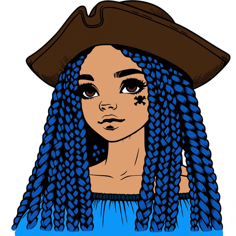 realistic girl with box braids and i realistic pirate hat