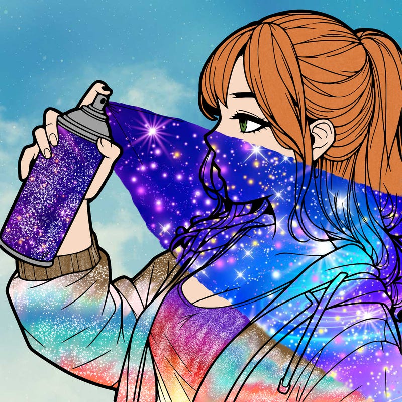 a realistic girl spray, painting