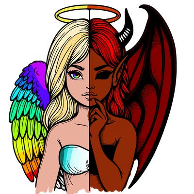 realistic angel half demon