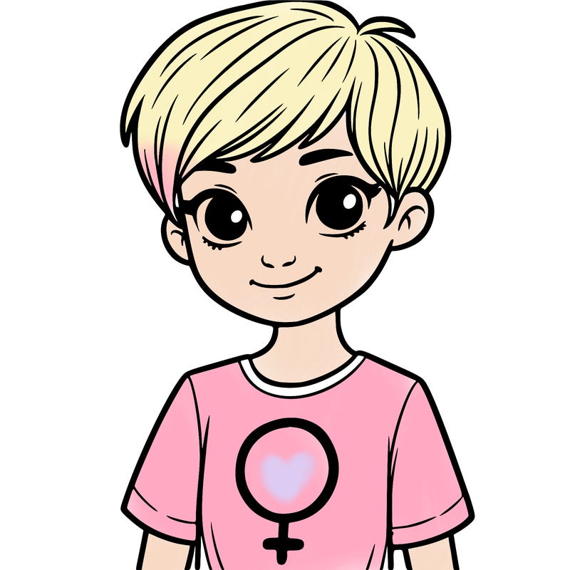 girl with pixie cut and feminist shirt