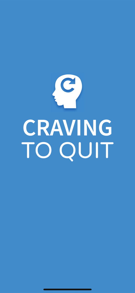 Craving To Quit app splash screen showing the white logo and title on a blue background