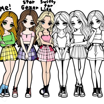 a group of girls realistic