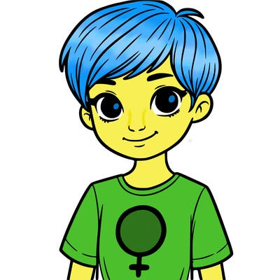 girl with pixie cut and feminist shirt