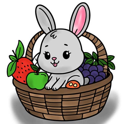bunny in a fruit basket