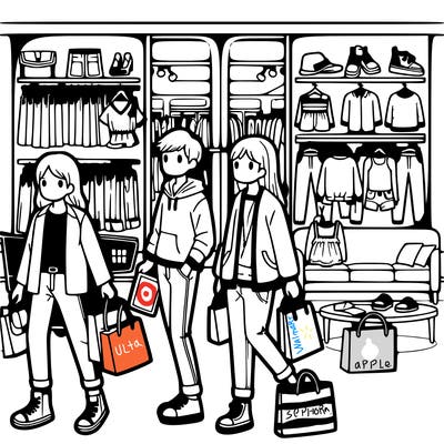 clothes shopping at the mall