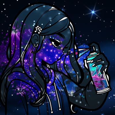 a realistic girl spray painting